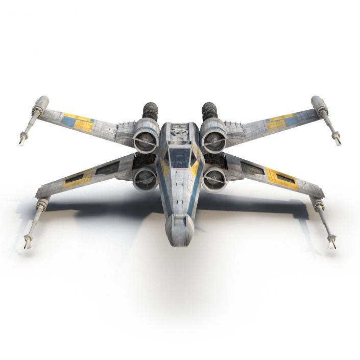 3D model Star Wars X-Wing Starfighter Rigged Blue