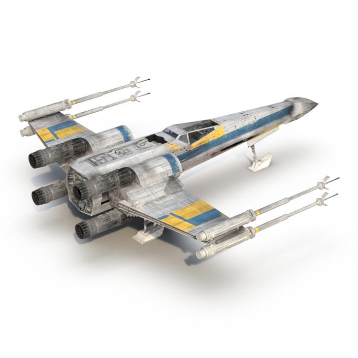 3D model Star Wars X-Wing Starfighter Rigged Blue