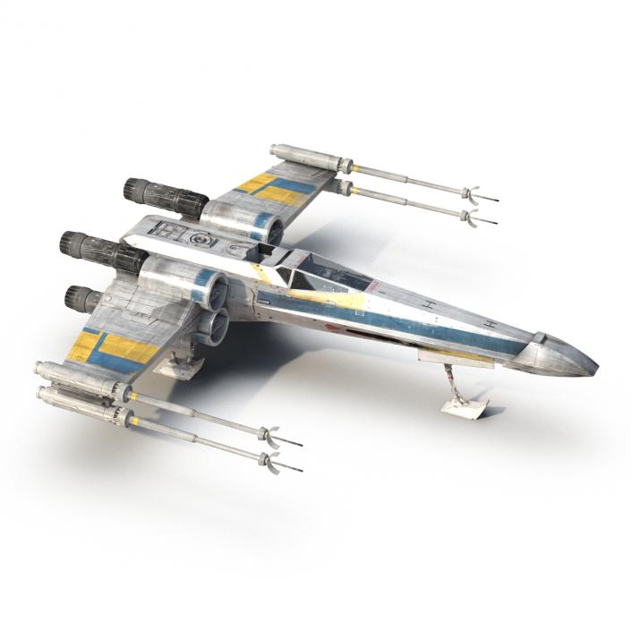 3D model Star Wars X-Wing Starfighter Rigged Blue