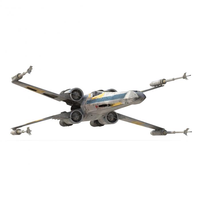 3D model Star Wars X-Wing Starfighter Rigged Blue