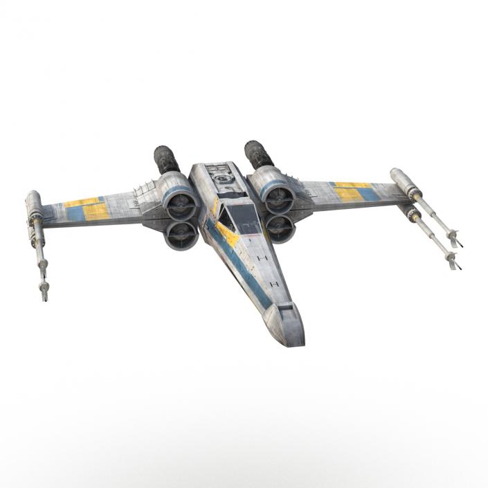 3D model Star Wars X-Wing Starfighter Rigged Blue