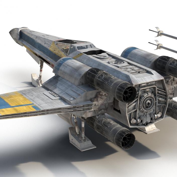 3D model Star Wars X-Wing Starfighter Rigged Blue