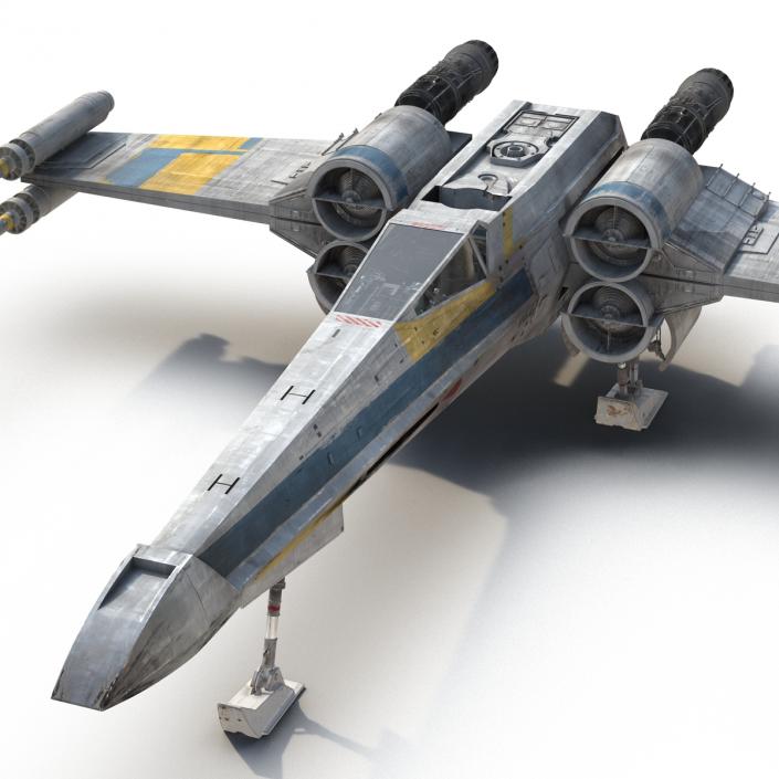 3D model Star Wars X-Wing Starfighter Rigged Blue