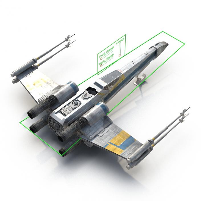 3D model Star Wars X-Wing Starfighter Rigged Blue