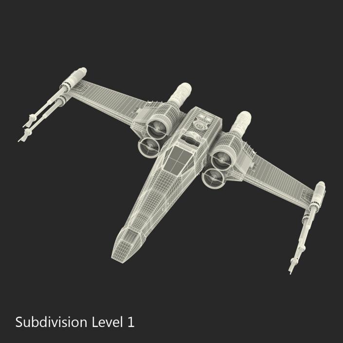 3D model Star Wars X-Wing Starfighter Rigged Blue