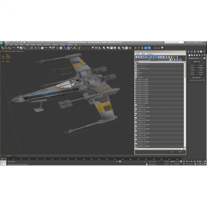 3D model Star Wars X-Wing Starfighter Rigged Blue