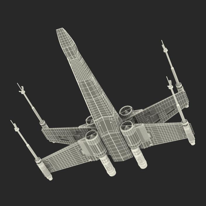 3D model Star Wars X-Wing Starfighter Rigged Blue