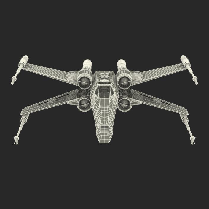 3D model Star Wars X-Wing Starfighter Rigged Blue