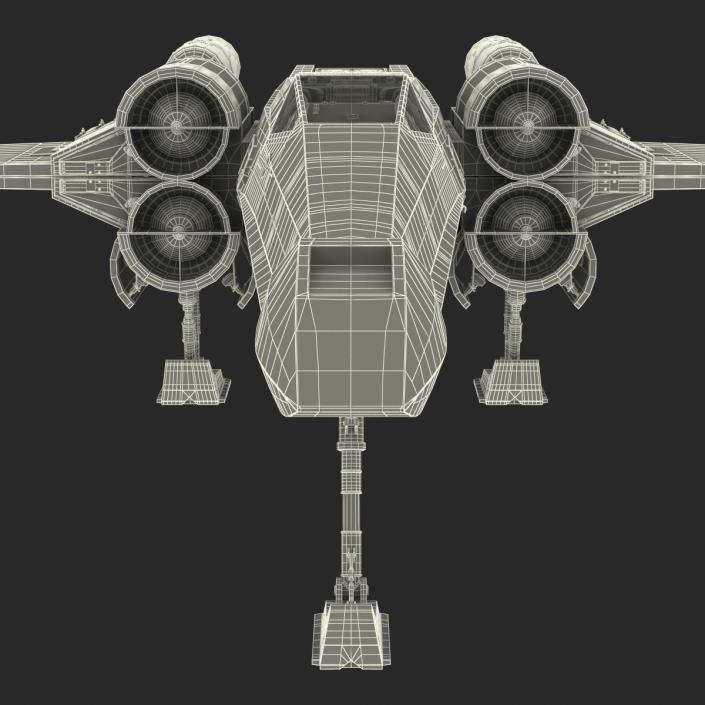 3D model Star Wars X-Wing Starfighter Rigged Blue