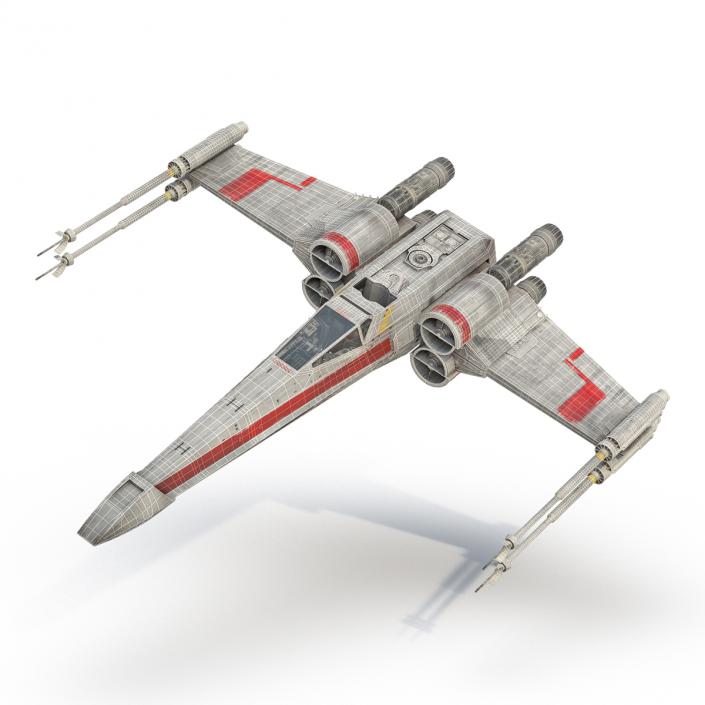 Star Wars X-Wing Starfighter Rigged Red 3D model