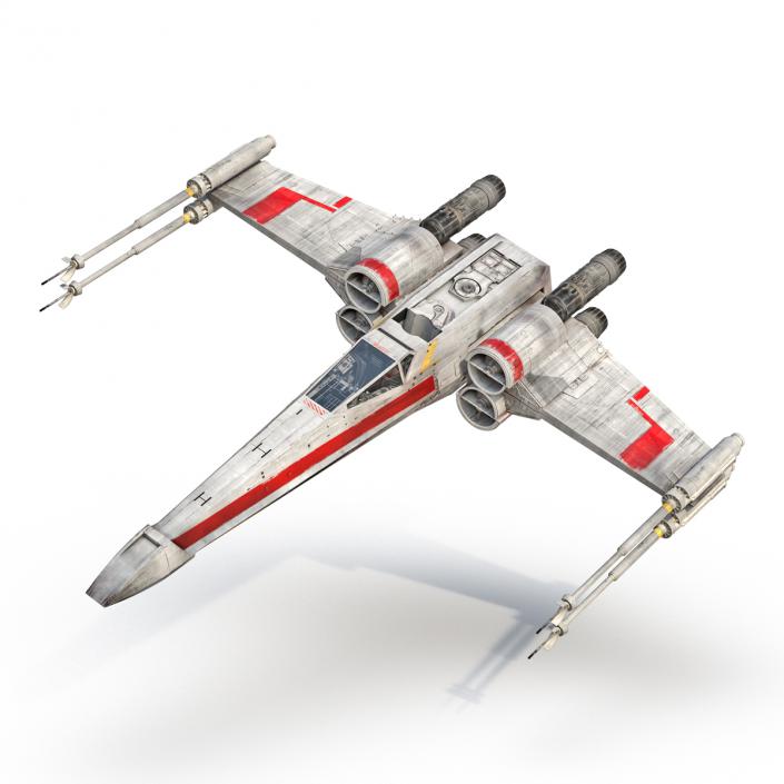 Star Wars X-Wing Starfighter Rigged Red 3D model