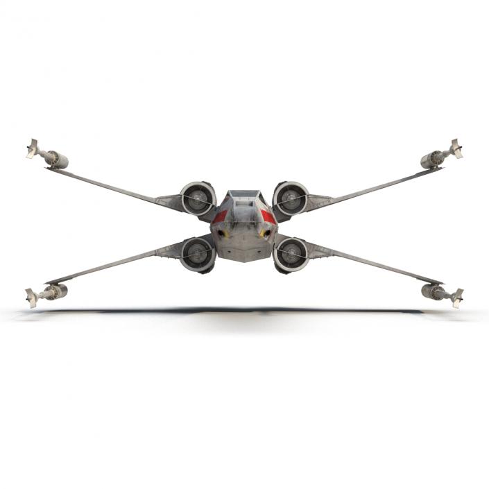 Star Wars X-Wing Starfighter Rigged Red 3D model