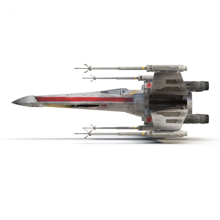 Star Wars X-Wing Starfighter Rigged Red 3D model