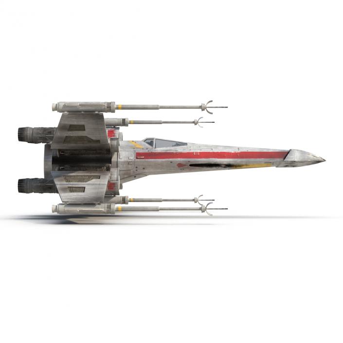 Star Wars X-Wing Starfighter Rigged Red 3D model