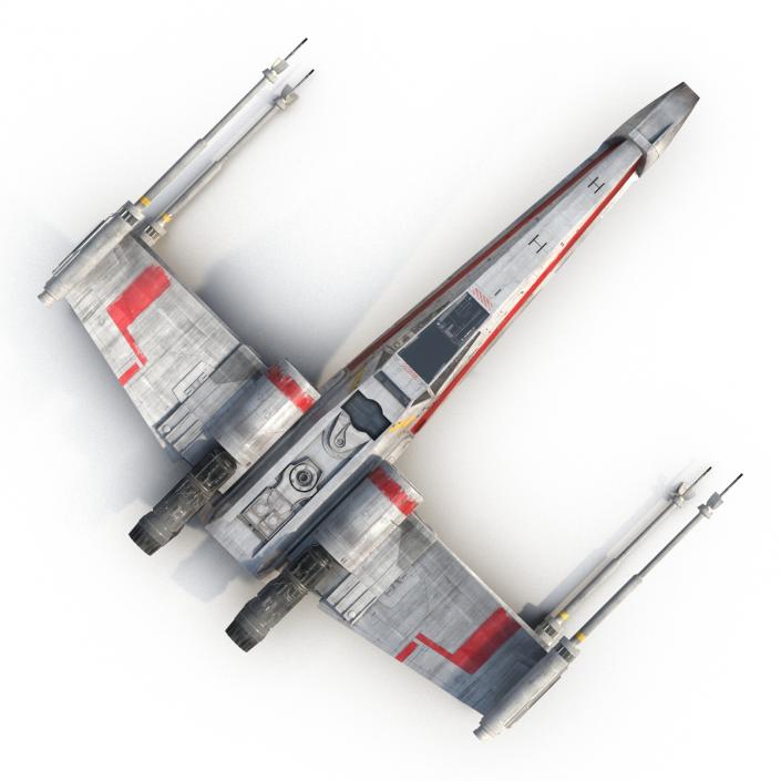 Star Wars X-Wing Starfighter Rigged Red 3D model