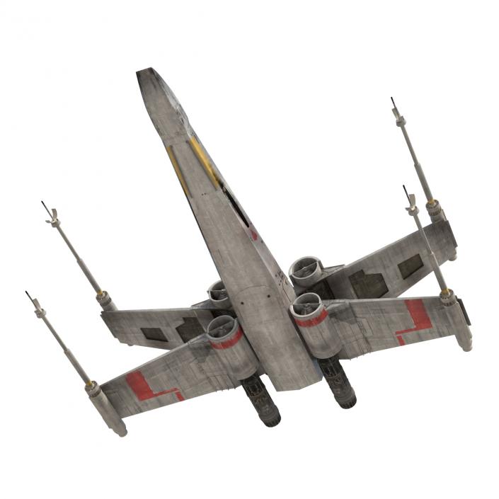 Star Wars X-Wing Starfighter Rigged Red 3D model