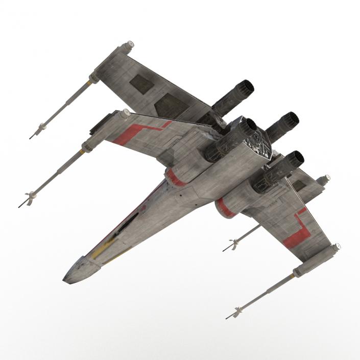 Star Wars X-Wing Starfighter Rigged Red 3D model