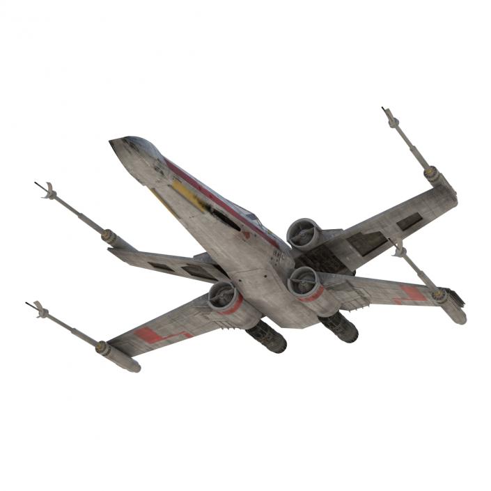 Star Wars X-Wing Starfighter Rigged Red 3D model