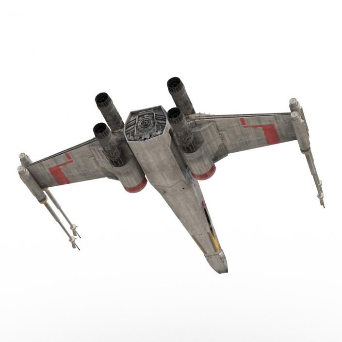 Star Wars X-Wing Starfighter Rigged Red 3D model