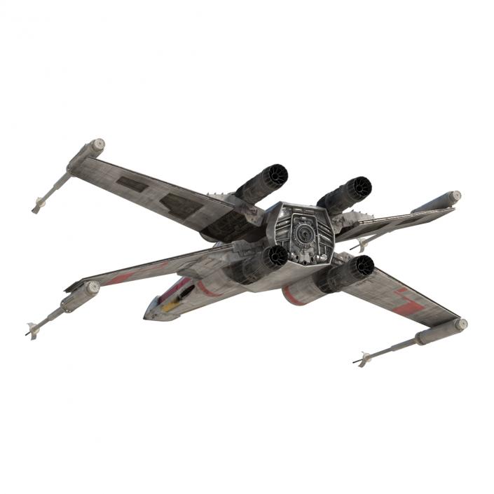 Star Wars X-Wing Starfighter Rigged Red 3D model