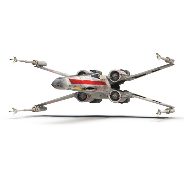 Star Wars X-Wing Starfighter Rigged Red 3D model