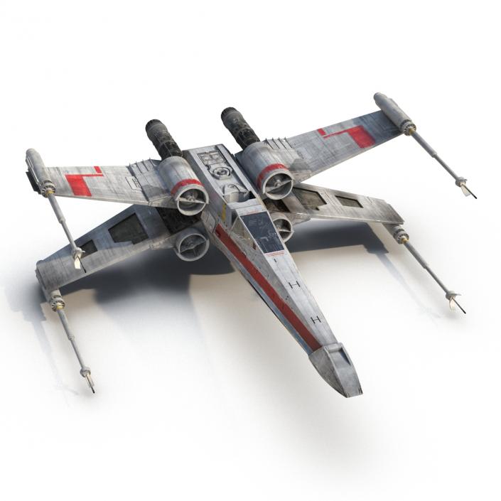 Star Wars X-Wing Starfighter Rigged Red 3D model