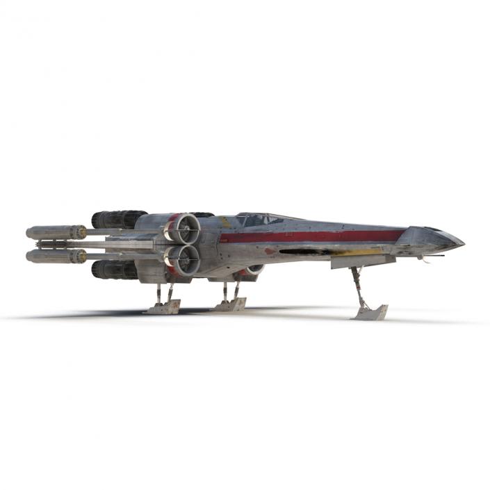 Star Wars X-Wing Starfighter Rigged Red 3D model