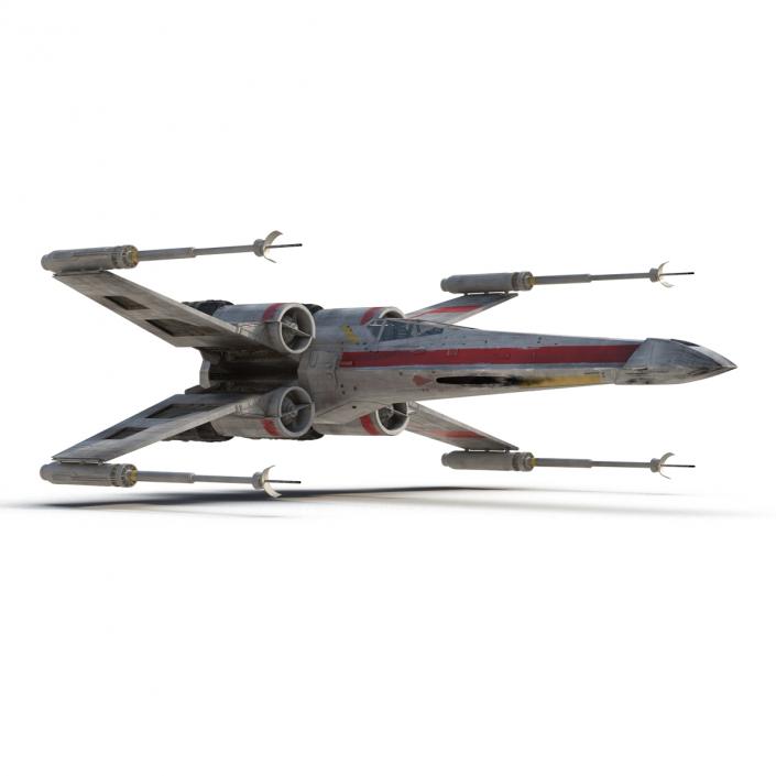 Star Wars X-Wing Starfighter Rigged Red 3D model