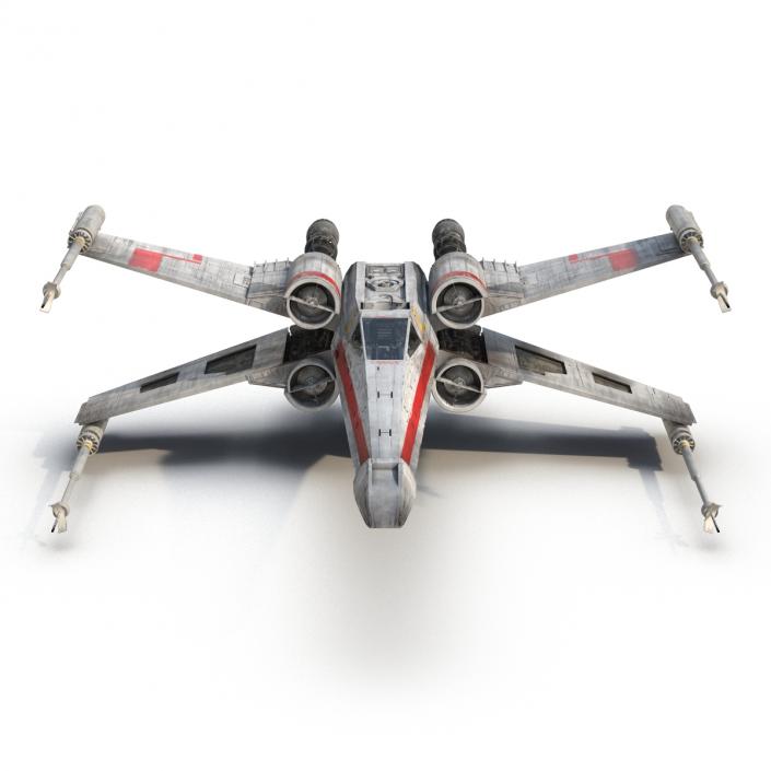 Star Wars X-Wing Starfighter Rigged Red 3D model