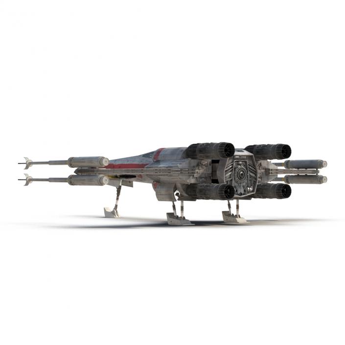 Star Wars X-Wing Starfighter Rigged Red 3D model