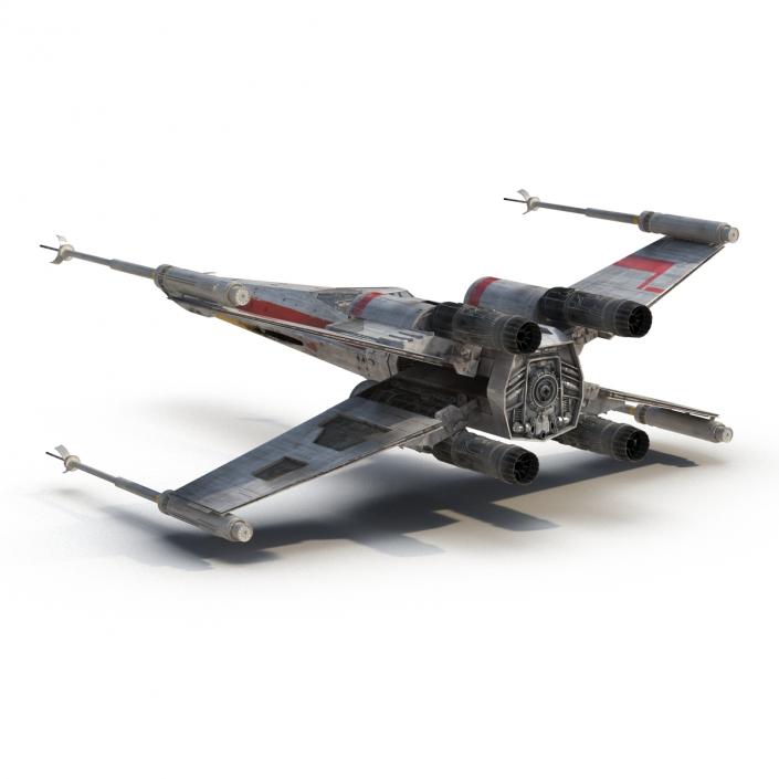 Star Wars X-Wing Starfighter Rigged Red 3D model