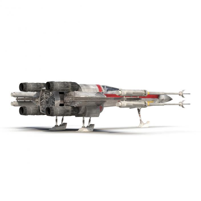 Star Wars X-Wing Starfighter Rigged Red 3D model