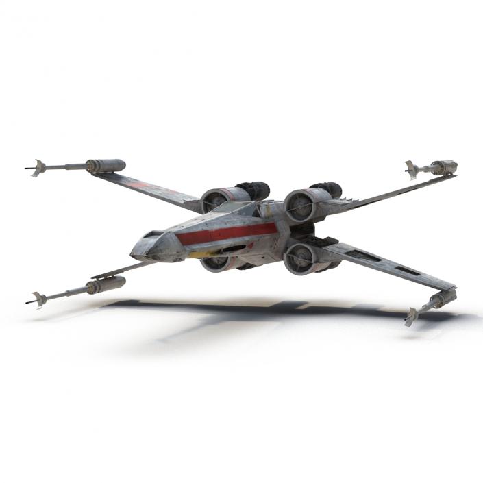 Star Wars X-Wing Starfighter Rigged Red 3D model