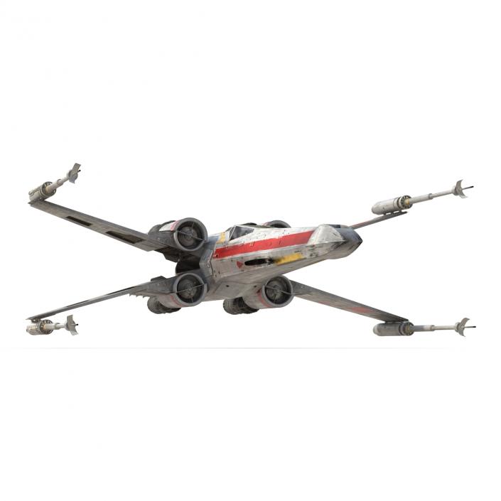 Star Wars X-Wing Starfighter Rigged Red 3D model