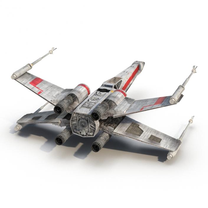 Star Wars X-Wing Starfighter Rigged Red 3D model