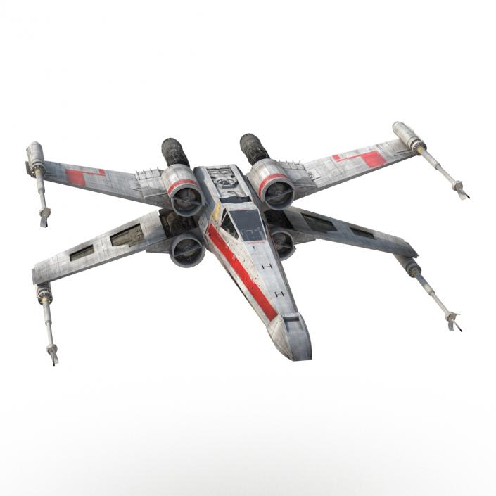 Star Wars X-Wing Starfighter Rigged Red 3D model