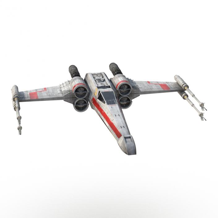 Star Wars X-Wing Starfighter Rigged Red 3D model