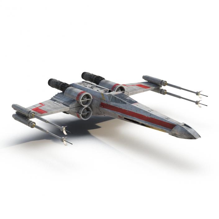 Star Wars X-Wing Starfighter Rigged Red 3D model