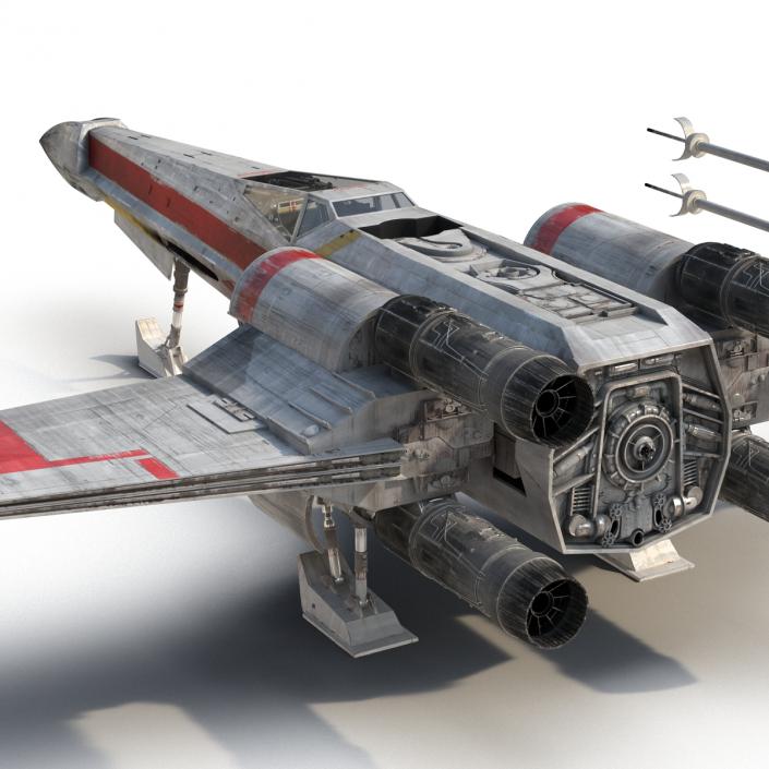 Star Wars X-Wing Starfighter Rigged Red 3D model