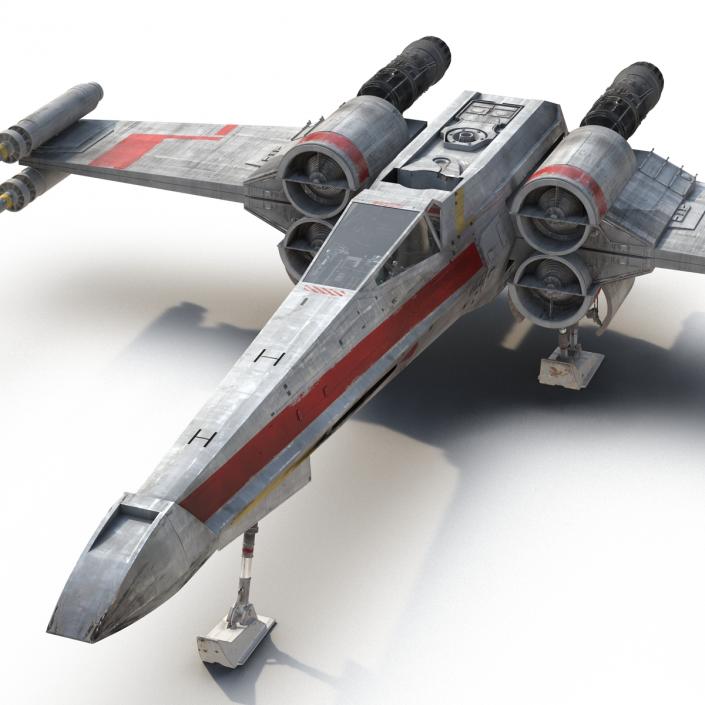 Star Wars X-Wing Starfighter Rigged Red 3D model