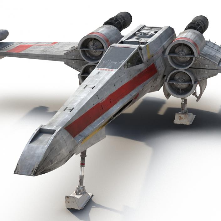 Star Wars X-Wing Starfighter Rigged Red 3D model