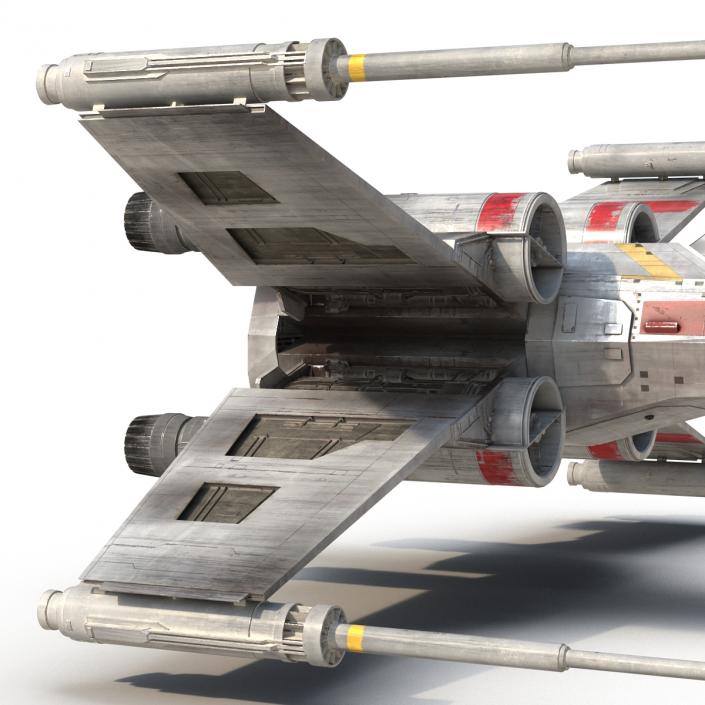 Star Wars X-Wing Starfighter Rigged Red 3D model