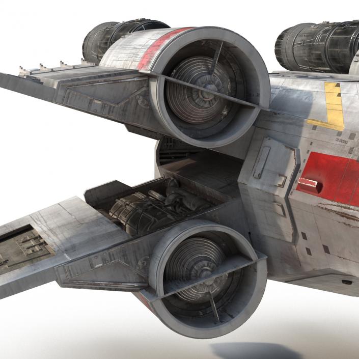 Star Wars X-Wing Starfighter Rigged Red 3D model