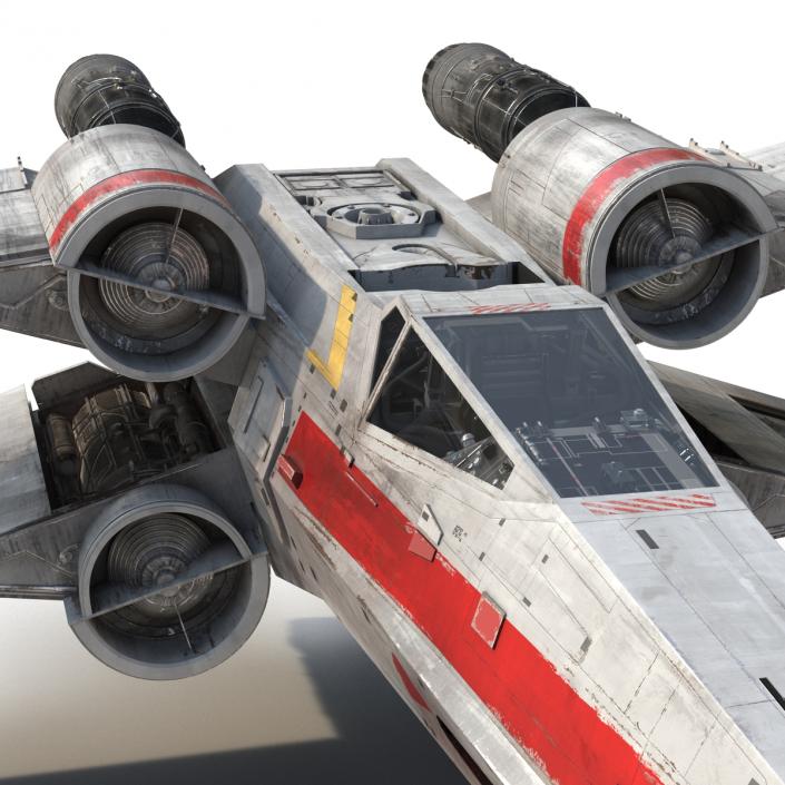 Star Wars X-Wing Starfighter Rigged Red 3D model