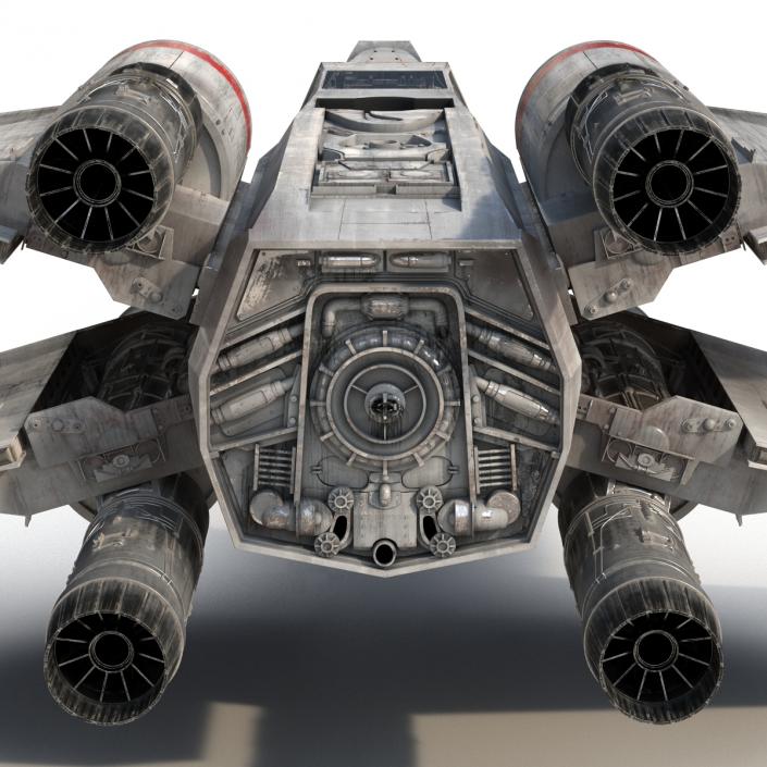 Star Wars X-Wing Starfighter Rigged Red 3D model