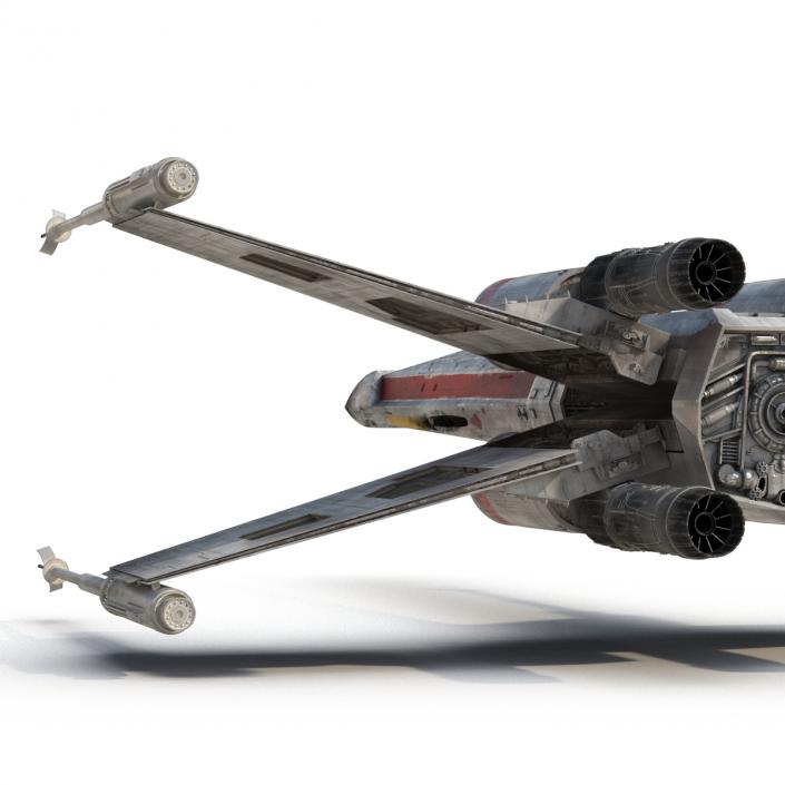 Star Wars X-Wing Starfighter Rigged Red 3D model