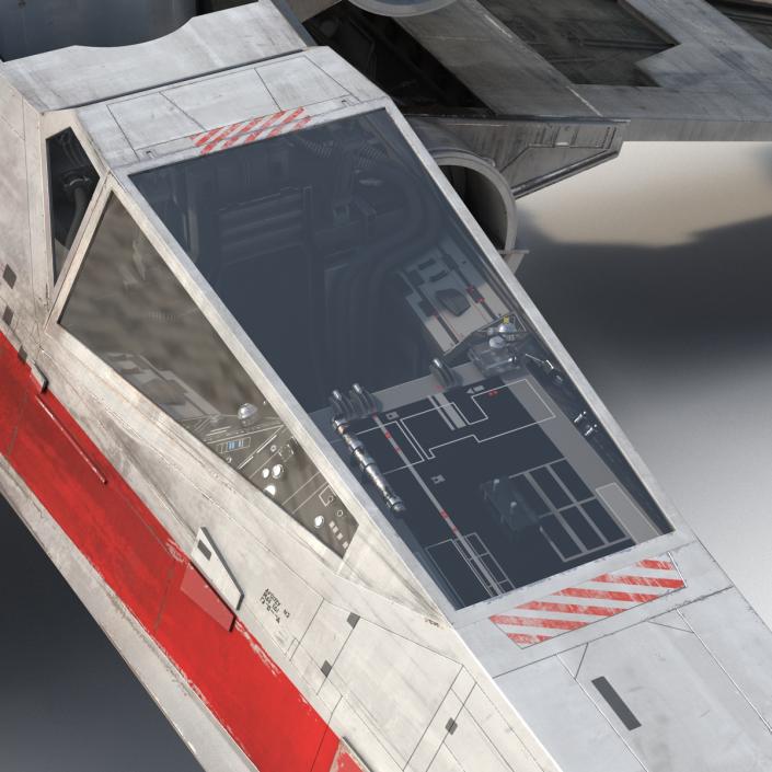 Star Wars X-Wing Starfighter Rigged Red 3D model