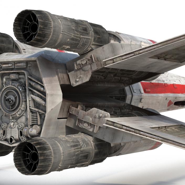 Star Wars X-Wing Starfighter Rigged Red 3D model