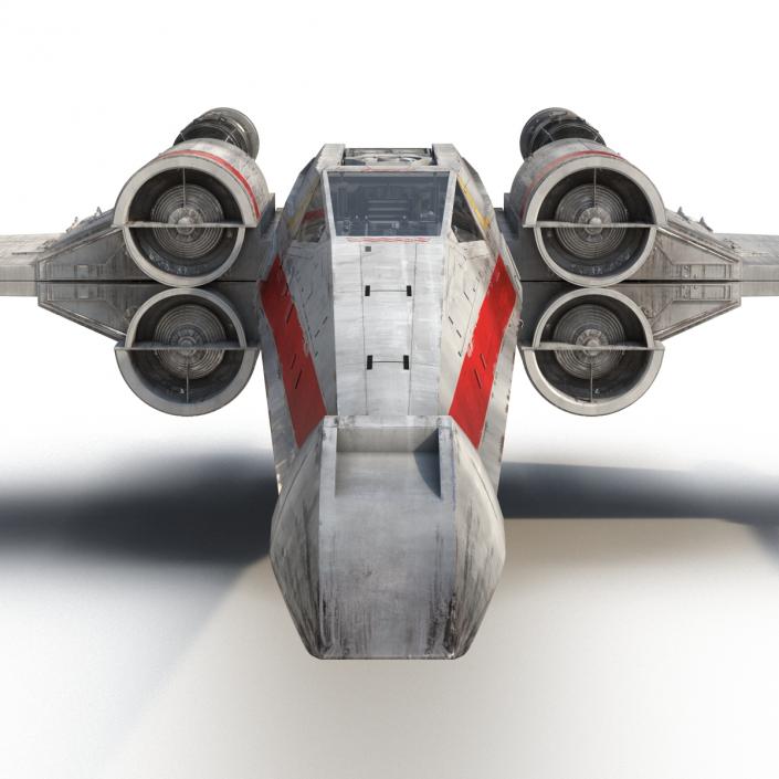 Star Wars X-Wing Starfighter Rigged Red 3D model