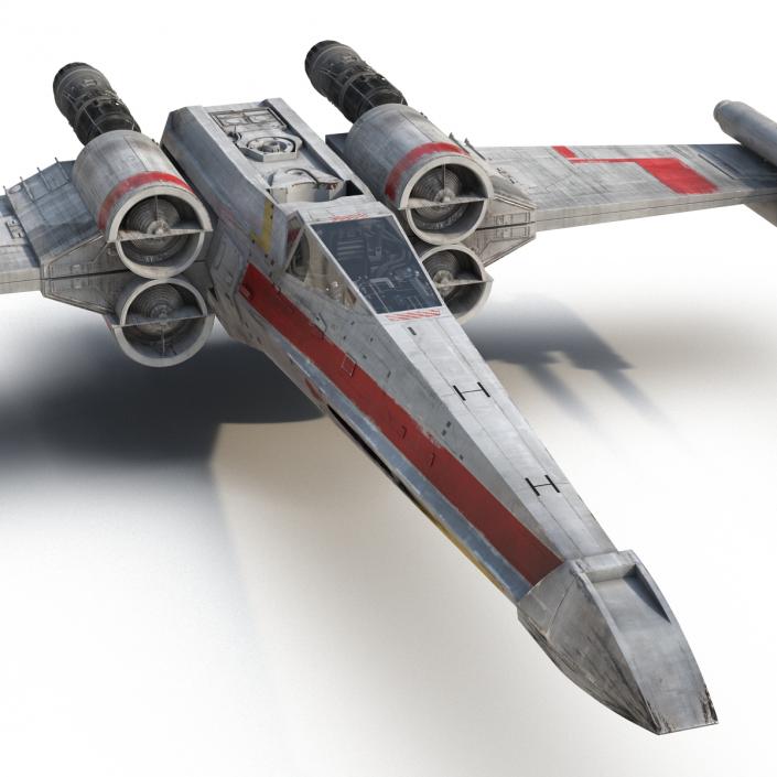 Star Wars X-Wing Starfighter Rigged Red 3D model